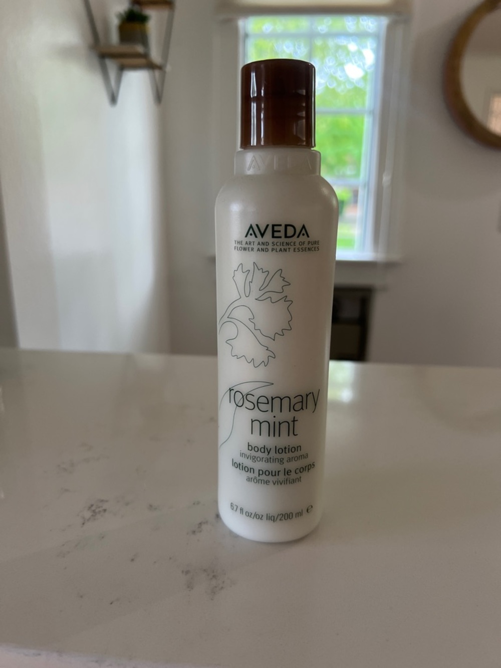 AVEDA Rosemary Mint Body Lotion — White Bottle with Brown Cap
